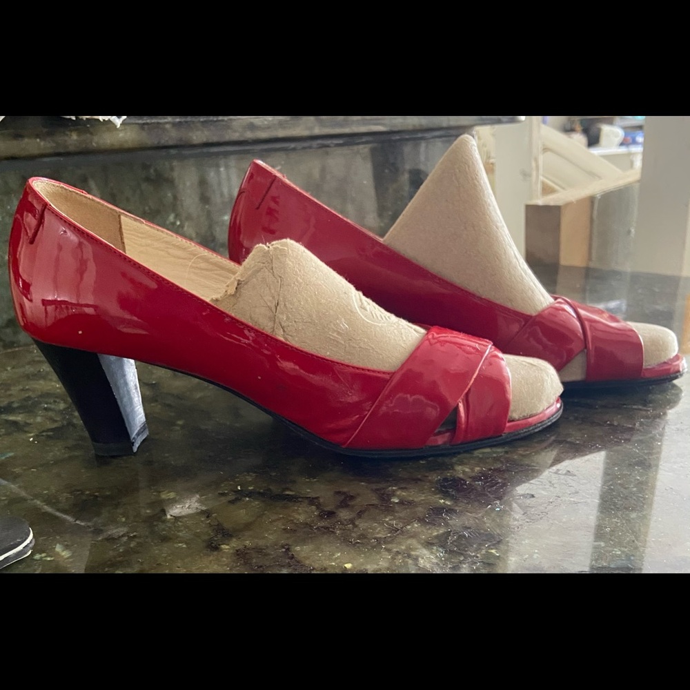 TARYN ROSE Red leather Made Italy Sz EU37,5 US 7,5